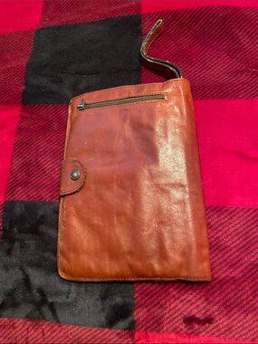 Classic Rust Brown Leather Wristlet Wallet